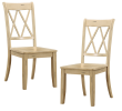 5pc Dining Set Natural Finish Table and 4x Side Chairs Buttermilk Finish Wooden Kitchen Dining Room Furniture