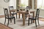 5pc Dining Set Natural Finish Table and 4x Side Chairs Black Finish Wooden Kitchen Dining Room Furniture