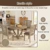 5pcs Table Set Round Dining Table Solid Wood Modern Farmhouse Rustic Look Distressed Look