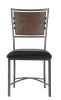 Rustic Industrial Style 5pc Dining Set Round Table and 4x Side Chairs Faux Leather Seat Metal Frame Burnished Brown Finish and Gray Metal Finish Kitch