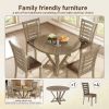 5pcs Table Set Round Dining Table Solid Wood Modern Farmhouse Rustic Look Distressed Look