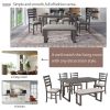 TREXM 6-Pieces Family Furniture, Solid Wood Dining Room Set with Rectangular Table & 4 Chairs with Bench(Gray)