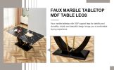 Table and chair set, modern dining table, patterned table top and black MDF table legs, soft and comfortable dining chair, perfect for dinner, meeting