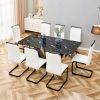 Table and chair set, modern dining table, patterned table top and black MDF table legs, soft and comfortable dining chair, perfect for dinner, meeting