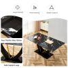 Table and chair set, modern dining table, patterned table top and black MDF table legs, soft and comfortable dining chair, perfect for dinner, meeting