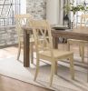 5pc Dining Set Natural Finish Table and 4x Side Chairs Buttermilk Finish Wooden Kitchen Dining Room Furniture