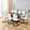 Table and chair set, modern dining table, patterned table top and black MDF table legs, soft and comfortable dining chair, perfect for dinner, meeting