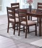 Contemporary Antique Cherry 6pc Dining Set Table And 4x Side Chairs 1x Bench Melamine Table Top Fabric Cushion Seats Chairs Solid wood Dining Room Fur