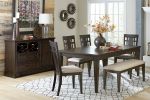 Dark Brown Finish 5pc Dining Set Expandable Table and 4x Side Chairs Beige Fabric Upholstered Seat Classic Look Dining Wooden Furniture