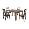 5pc Dining Set Natural Finish Table and 4x Side Chairs Black Finish Wooden Kitchen Dining Room Furniture