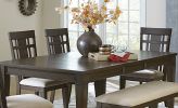 Dark Brown Finish 5pc Dining Set Expandable Table and 4x Side Chairs Beige Fabric Upholstered Seat Classic Look Dining Wooden Furniture