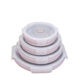 Silicone lunch box (Option: Pink-All 4pcs)